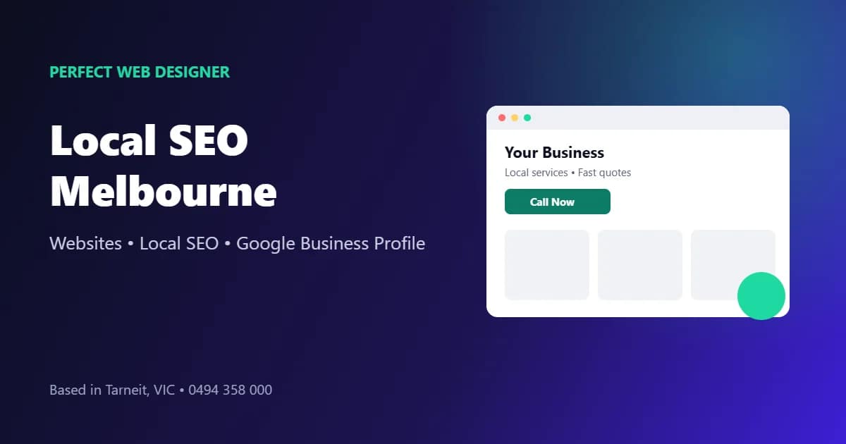 Local SEO Melbourne: website and local SEO illustration by Perfect Web Designer