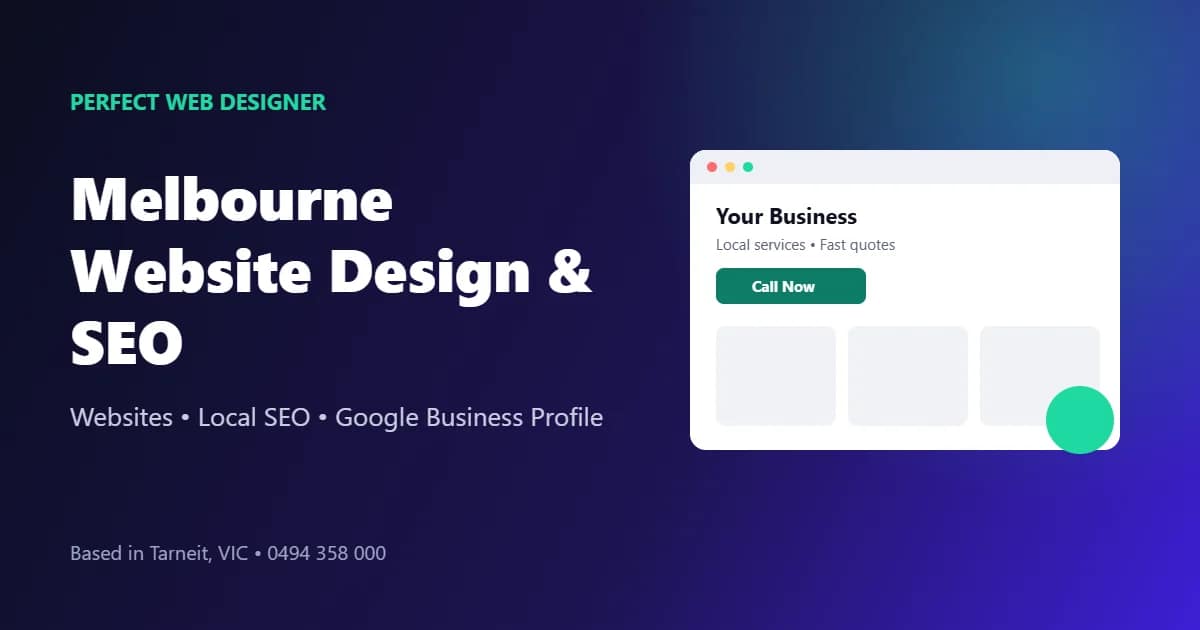 Melbourne website design: website and local SEO illustration by Perfect Web Designer