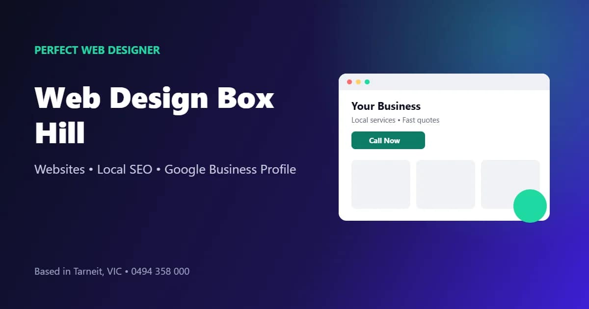 Web design Box Hill: website and local SEO illustration for Box Hill businesses