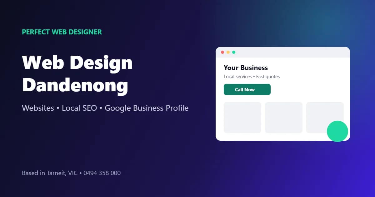 Web design Dandenong: website and local SEO illustration for Dandenong businesses