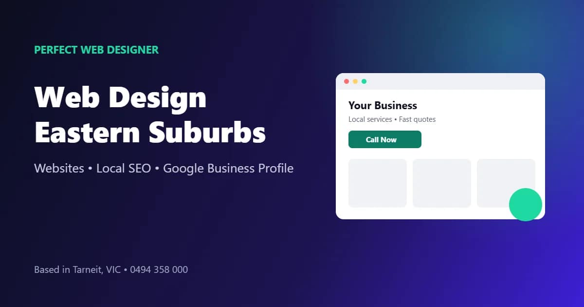 Web design eastern suburbs Melbourne: website and local SEO illustration for Eastern Suburbs Melbourne businesses