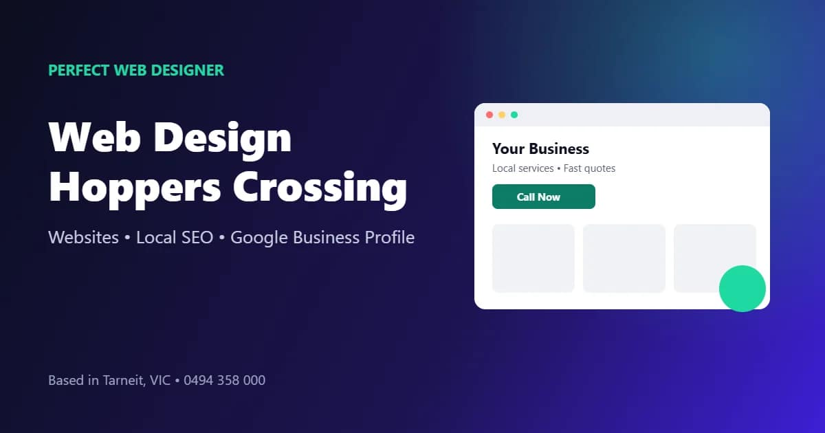 Web design Hoppers Crossing: website and local SEO illustration for Hoppers Crossing businesses