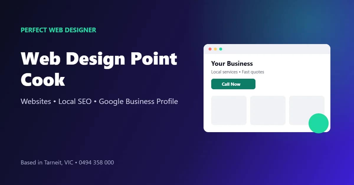 Web design Point Cook: website and local SEO illustration for Point Cook businesses