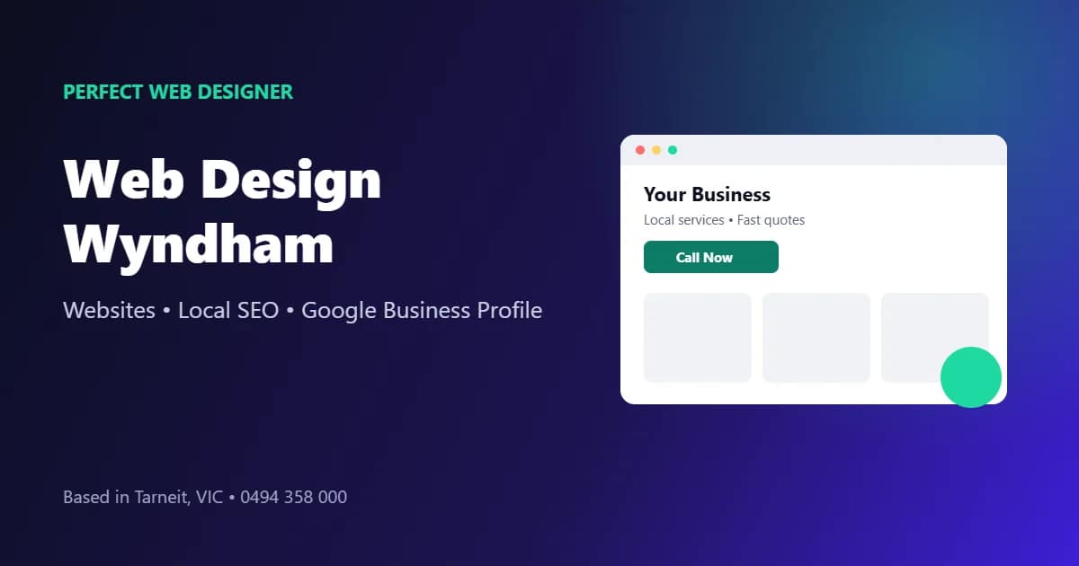 Web design Wyndham: website and local SEO illustration by Perfect Web Designer