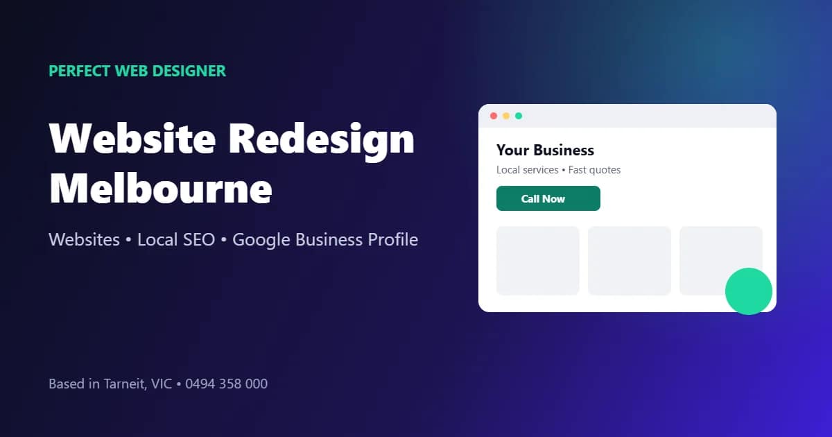Website redesign Melbourne: website and local SEO illustration by Perfect Web Designer