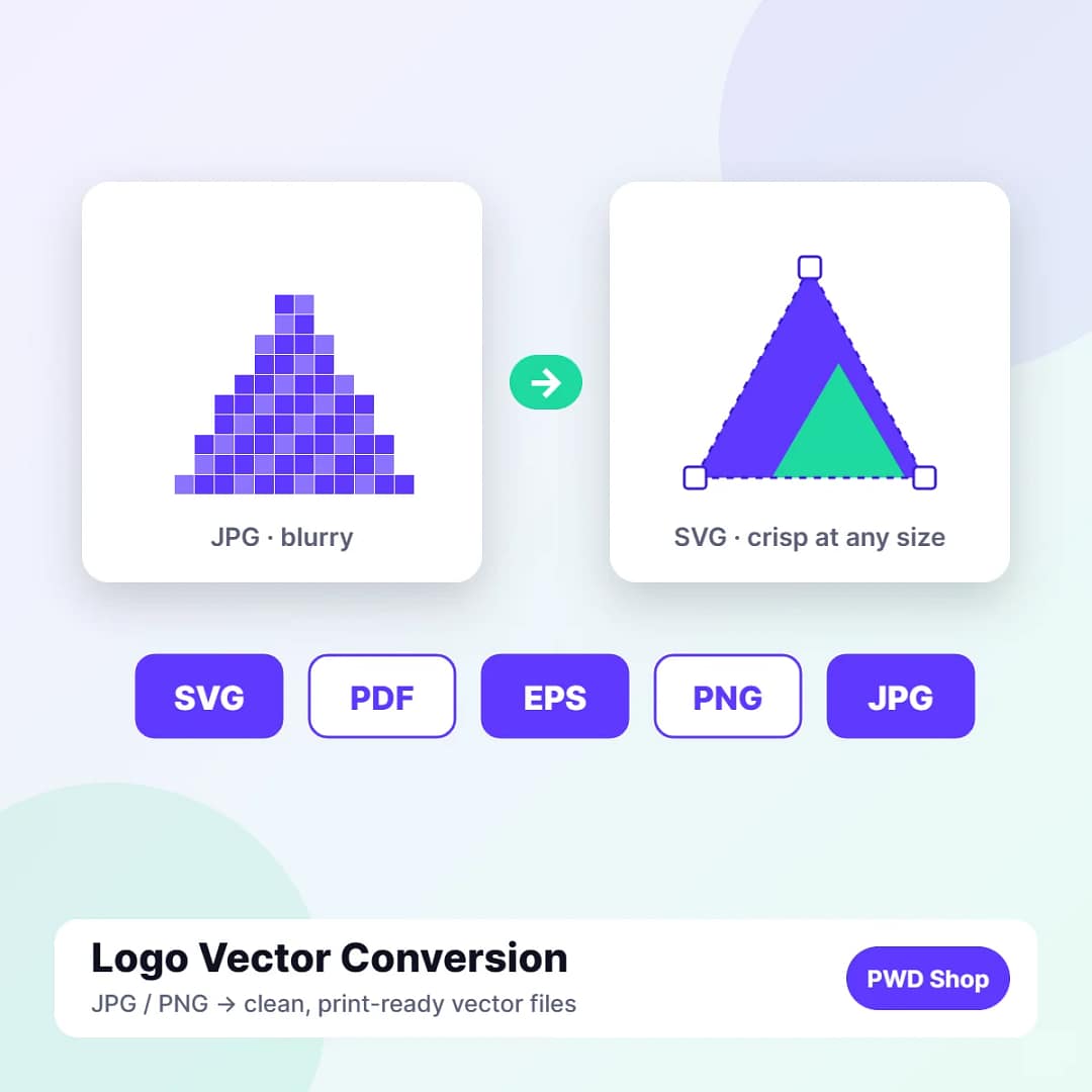 Logo vector conversion: blurry JPG logo redrawn as a crisp SVG vector