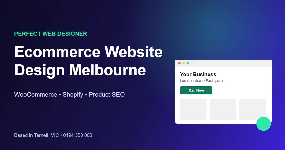 Ecommerce website design Melbourne: online store design and product SEO illustration